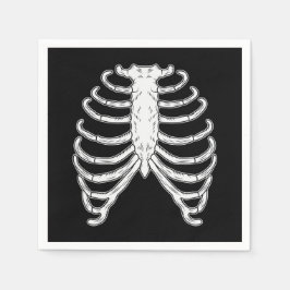 Cartoon Rib Cage Botten Halloween Zwart en Wit Servet