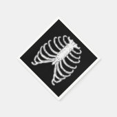 Cartoon Rib Cage Botten Halloween Zwart en Wit Servet (Hoek)