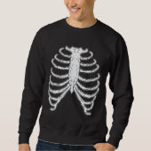 Cartoon Rib Cage Botten Halloween Zwart en Wit Trui (Voorkant)