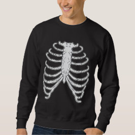 Cartoon Rib Cage Botten Halloween Zwart en Wit Trui