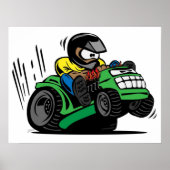 Cartoon Riding Lawnmower Tractor Poster (Voorkant)