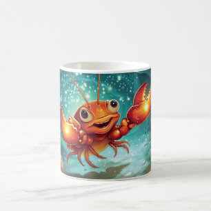 cartoon rivierkrab. koffiemok