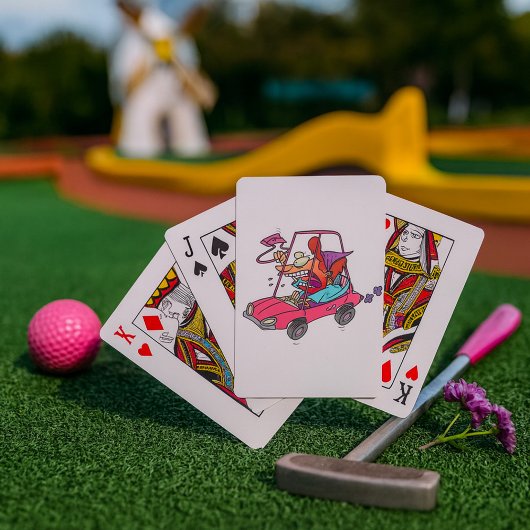 Cartoon Road Rage Woman Pokerkaarten