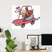 Cartoon Road Rage Woman Poster (Thuiskantoor)
