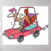 Cartoon Road Rage Woman Poster (Voorkant)