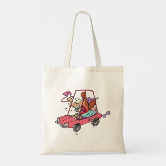 Cartoon Road Rage Woman Tote Bag (Achterkant)