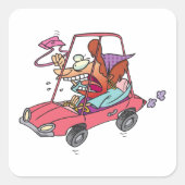 Cartoon Road Rage Woman Vierkante Sticker (Voorkant)
