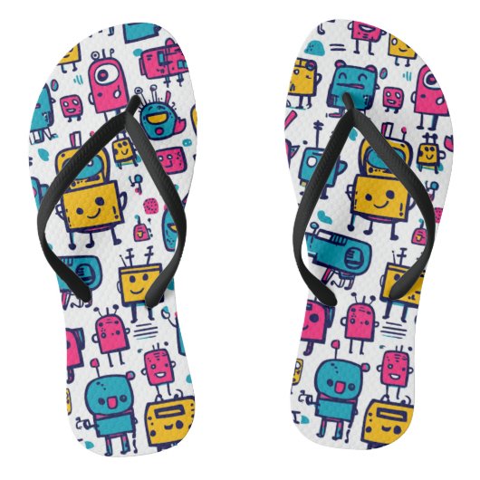 Cartoon Robot Adult Sandalen Teenslippers (Voetbed)