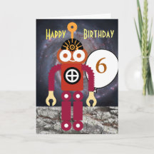 Cartoon Robot Bewerkbare Kinderverjaardag 