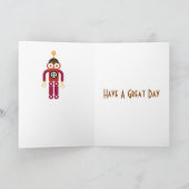 Cartoon Robot Bewerkbare Kinderverjaardag  Kaart (Binnen)