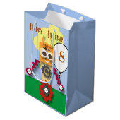 Cartoon Robot Bewerkbare Kinderverjaardag   Medium Cadeauzakje (Voorkant Gekanteld)