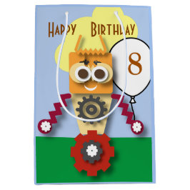Cartoon Robot Bewerkbare Kinderverjaardag   Medium Cadeauzakje