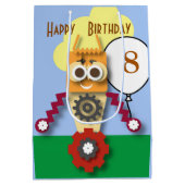 Cartoon Robot Bewerkbare Kinderverjaardag   Medium Cadeauzakje (Achterkant)