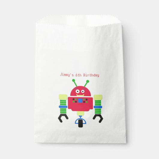 Cartoon Robot Birthday Party Favor Bag Bedankzakje (Voorkant)