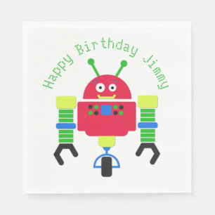 Cartoon Robot Birthday Party Paper Napkins Servetten