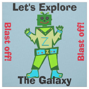 Cartoon Robot Boy Alien Blast off Stof
