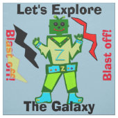 Cartoon Robot Boy Alien Blast off Stof (Swatch)