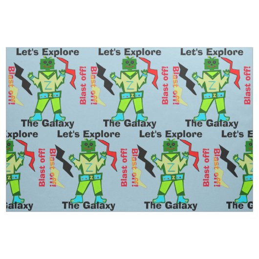 Cartoon Robot Boy Alien Blast off Stof (Fat Quarter)