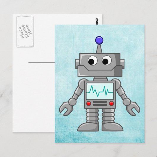 cartoon robot briefkaart (Voorkant / Achterkant)