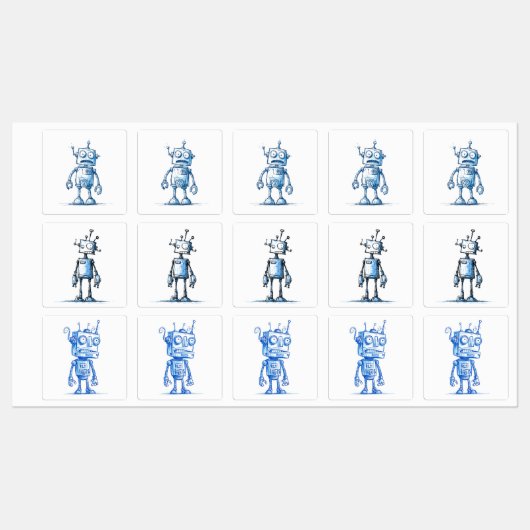 Cartoon Robot Sticker Pack – Quirky Tech Trio (Vel)