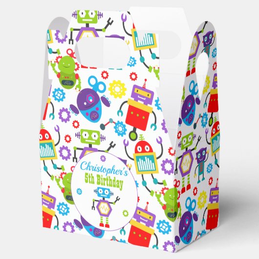 Cartoon Robot Thema Verjaardagsfeest Bedankdoosjes (Geopend)