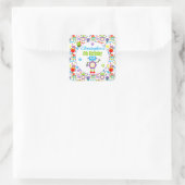 Cartoon Robot Thema Verjaardagsfeest Vierkante Sticker (Tas)