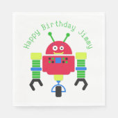 Cartoon Robot Verjaardagsfeestje Papieren servette Servetten (Voorkant)