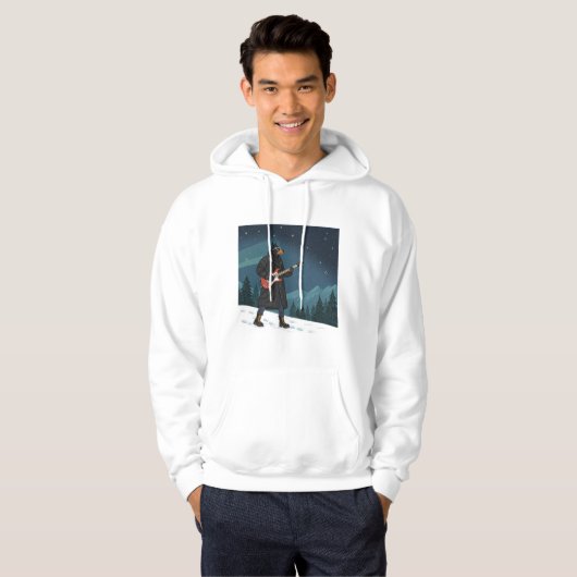 Cartoon Rocker Dog Under the Stars Hoodie (Voorkant volledig)