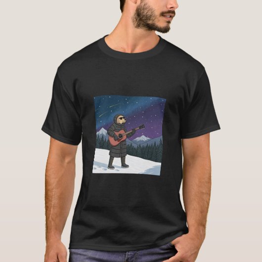 Cartoon Rocker Dog Under the Stars T-shirt (Voorkant)