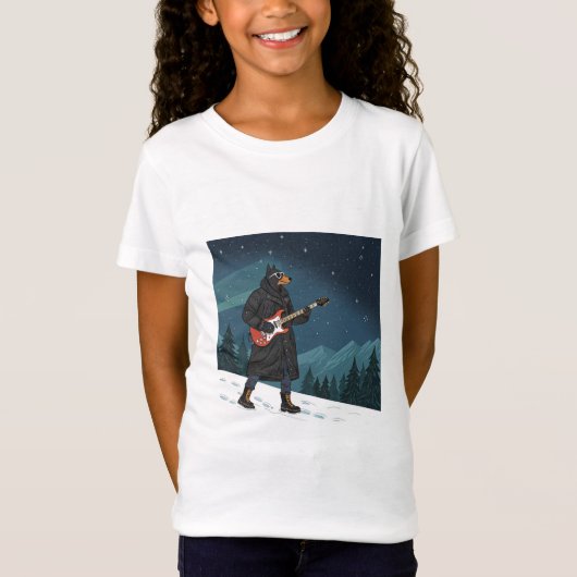 Cartoon Rocker Dog Under the Stars T-shirt (Voorkant)