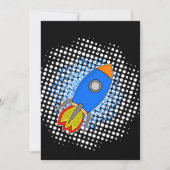 Cartoon Rocket in Blue Sky Halftones Galaxy Kaart (Voorkant)