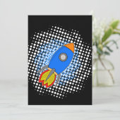 Cartoon Rocket in Blue Sky Halftones Galaxy Kaart (Staand voorkant)