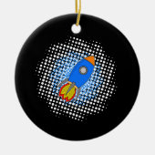 Cartoon Rocket met Halftones Melkweg Keramisch Ornament (Voorkant)