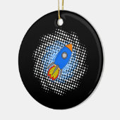 Cartoon Rocket met Halftones Melkweg Keramisch Ornament (Links)