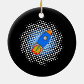 Cartoon Rocket met Halftones Melkweg Keramisch Ornament (Achterkant)