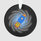 Cartoon Rocket met Halftones Melkweg Ornament (voorkant)