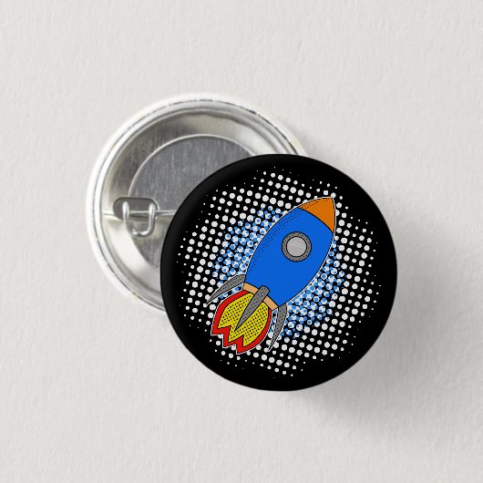 Cartoon Rocket met Halftones Melkweg Ronde Button 3,2 Cm (Voorkant /achterkant)