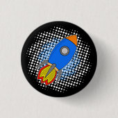 Cartoon Rocket met Halftones Melkweg Ronde Button 3,2 Cm (Voorkant)