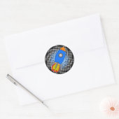 Cartoon Rocket met Halftones Melkweg Ronde Sticker (Envelop)