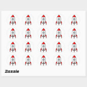 Cartoon Rocket Ronde Sticker (Vel)