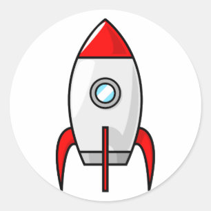 Cartoon Rocket Ronde Sticker