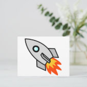 Cartoon Rocket Ship Briefkaart (Staand voorkant)