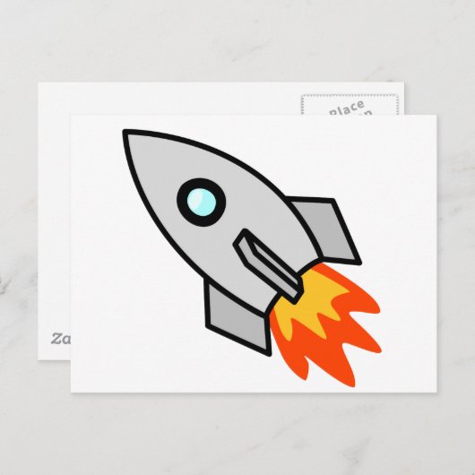 Cartoon Rocket Ship Briefkaart (Voorkant / Achterkant)