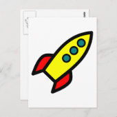 Cartoon Rocket Ship Briefkaart (Voorkant / Achterkant)
