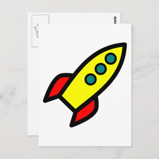 Cartoon Rocket Ship Briefkaart (Voorkant / Achterkant)