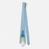 Cartoon Rocket Ship Buitenspace Navy Blue Stropdas (Voorkant)