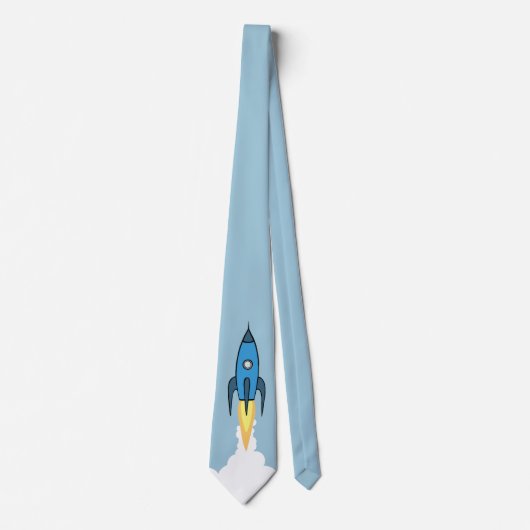  Cartoon Rocket Ship Buitenspace Navy Blue Stropdas (Voorkant)