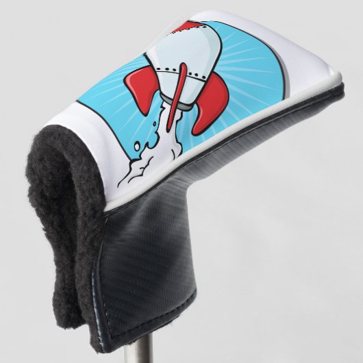 Cartoon Rocket Ship Fun-ontwerp Golfheadcover (3/4 voorkant)