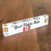 Cartoon Rocket Ship Pattern Naambordje (Zijkant)