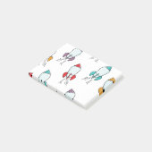 Cartoon Rocket Ship Pattern Post-it® Notes (Schuin)